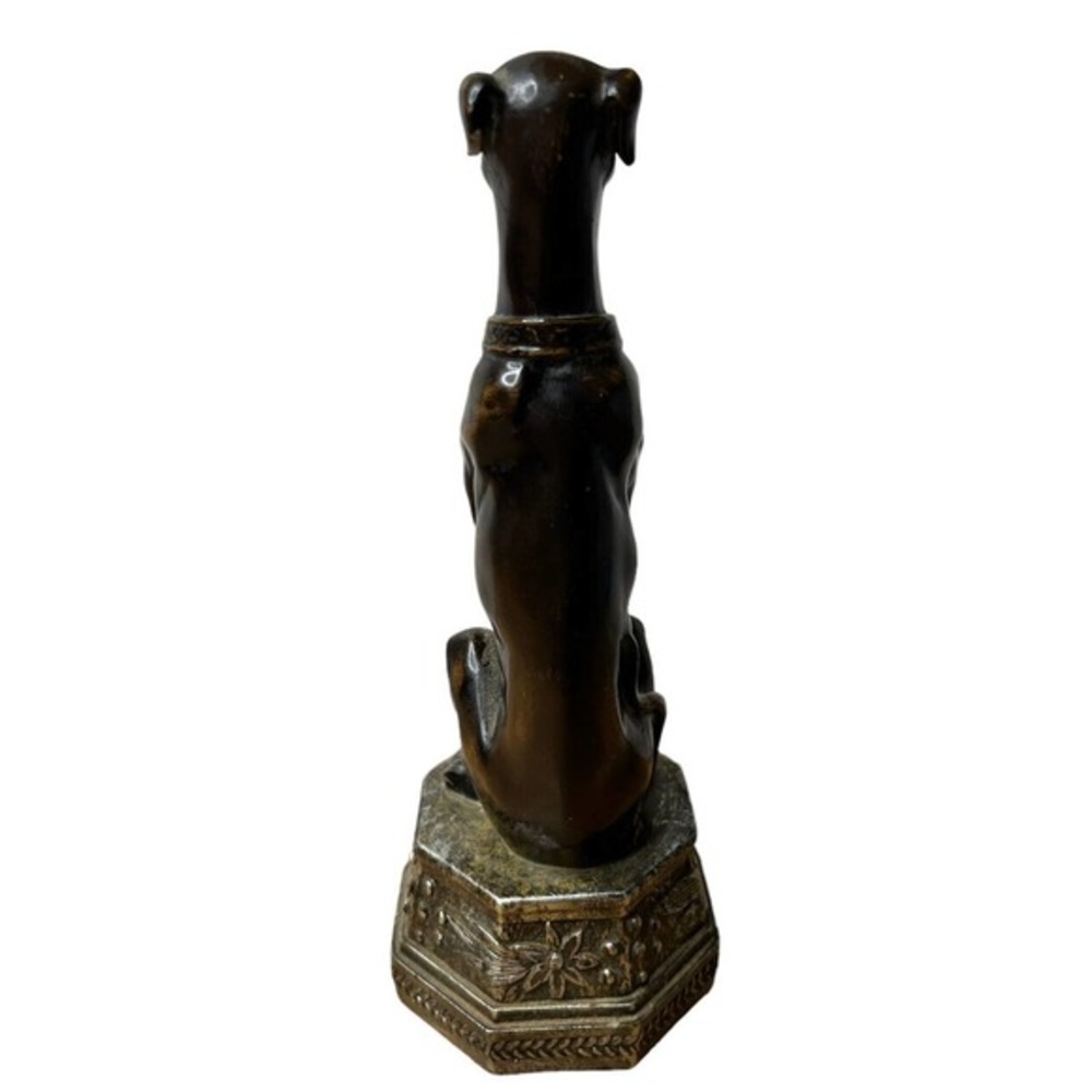 Vintage Bronze Metal Greyhound Whippet Dog Statue Seated Art Deco Saluki Figure - Picture 3 of 14